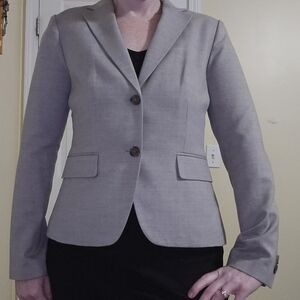 Banana Republic Khaki Classic Blazer 2 Button Closure 4 Small Wool Blend
